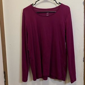 J.Jill fuchsia basic long sleeve tee, 100% Pima cotton, size L